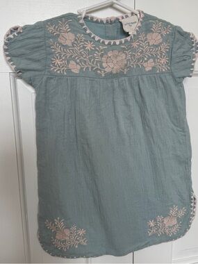 Louis Louise Paris embroidered cotton crepe gauze dress 2 blue